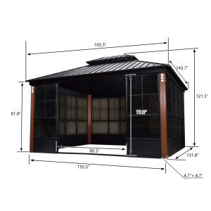 Hardtop Gazebo For Patio Screen House Backyard Sunroom With LED Lights Outdoor Aluminum Solarium Canopy 12′ x 14′ - Image 7