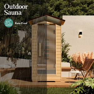 EROMMY Outdoor Sauna 1 Person, Far Infrared Wooden Sauna, Personal Sauna with Bluetooth Speaker and Changeable Chromotherapy Lighting - Image 8