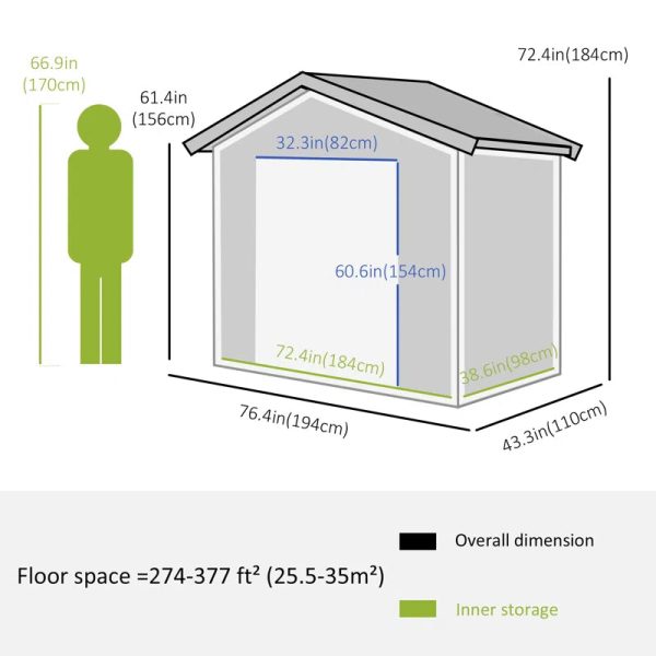 6 ft. 4 in. W x 3 ft. 7 in. D Vertical Storage Shed - Image 4