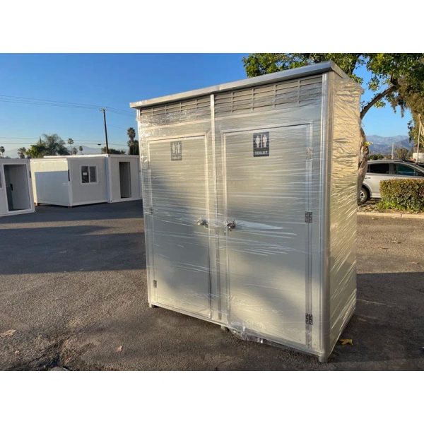6 ft. 6 in W x 3 ft. 5 in. D Metal Portable Shed with Double Stall Flushing Restroom and Sink