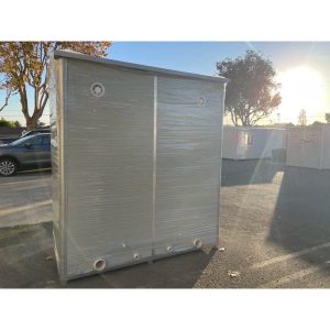 6 ft. 6 in W x 3 ft. 5 in. D Metal Portable Shed with Double Stall Flushing Restroom and Sink - Image 4