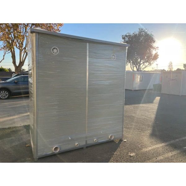 6 ft. 6 in W x 3 ft. 5 in. D Metal Portable Shed with Double Stall Flushing Restroom and Sink - Image 4