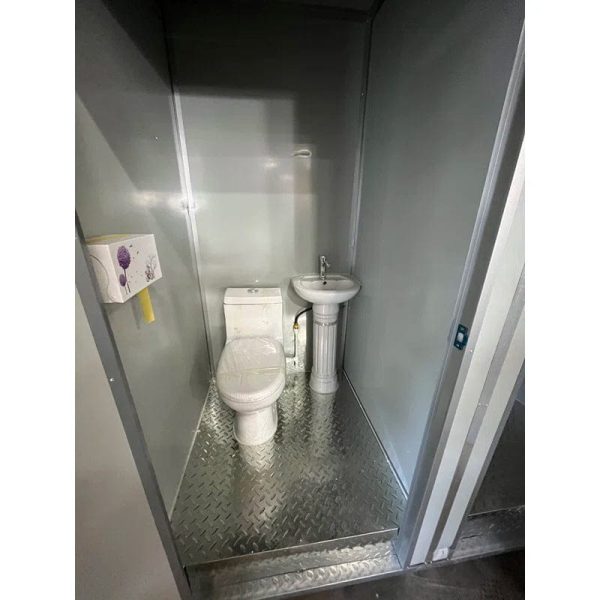 6 ft. 6 in W x 3 ft. 5 in. D Metal Portable Shed with Double Stall Flushing Restroom and Sink - Image 5