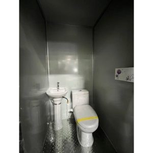 6 ft. 6 in W x 3 ft. 5 in. D Metal Portable Shed with Double Stall Flushing Restroom and Sink - Image 6