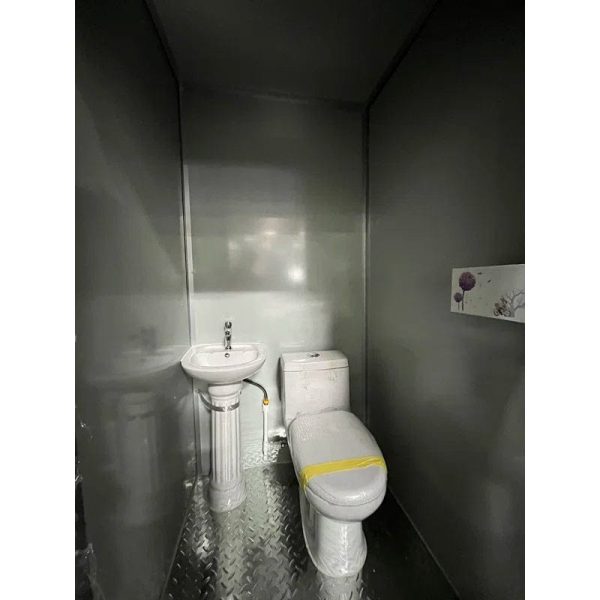 6 ft. 6 in W x 3 ft. 5 in. D Metal Portable Shed with Double Stall Flushing Restroom and Sink - Image 6