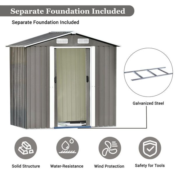 iYofe 6 ft. W x 4 ft. Metal Storage Shed - Image 11