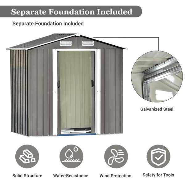 iYofe 6 ft. W x 4 ft. Metal Storage Shed - Image 10