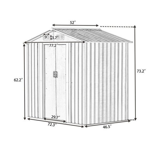 iYofe 6 ft. W x 4 ft. Metal Storage Shed - Image 13