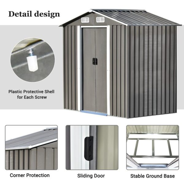 iYofe 6 ft. W x 4 ft. Metal Storage Shed - Image 9