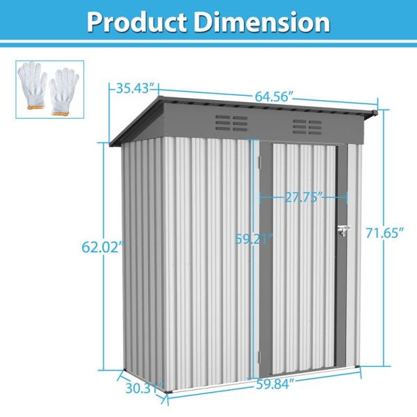 6 ft. W x 5 ft. D Lean-to Tool Shed - Image 4