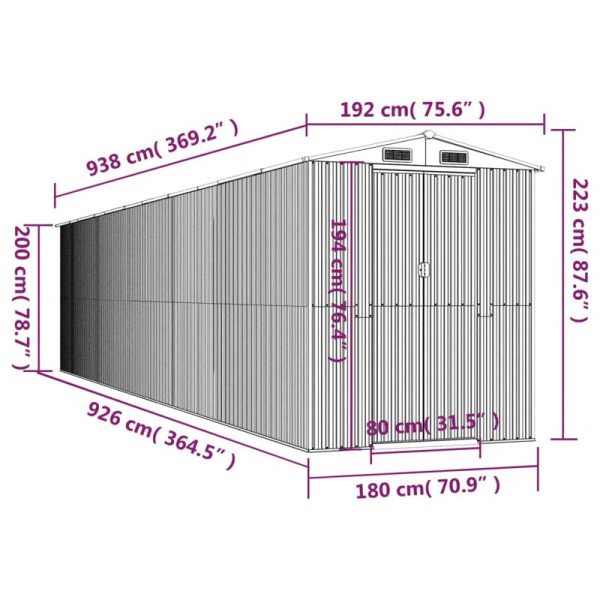6ft. 4 in. W x 30ft. 9 in. D Galvanized Steel Storage Shed - Image 3