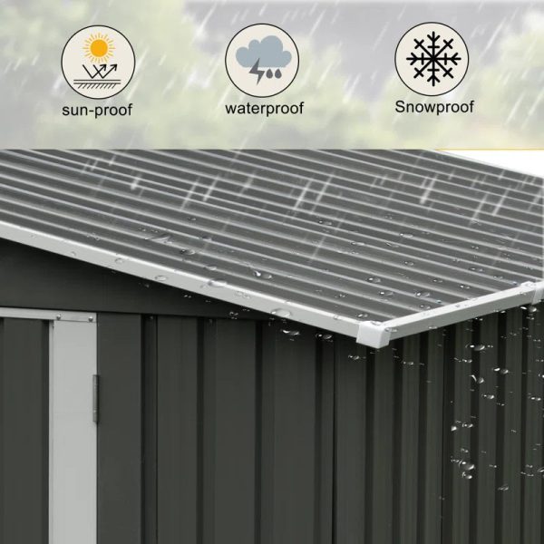 7.7ft W X 5.6ft D X 8.2ft H Outdoor Metal Storage Shed with Lockable Door,Outdoor Storage for Organizing Garden Tools, Lawn Equipment, and Outdoor Gear - Image 6