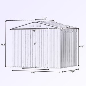7 ft. 8 in. W x 6 ft. D Metal Storage Shed - Image 4