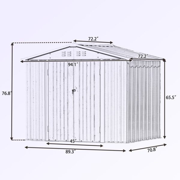 7 ft. 8 in. W x 6 ft. D Metal Storage Shed - Image 4