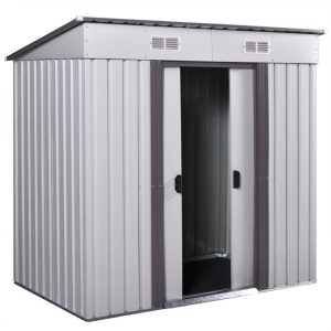 OLAMBOBR 7 ft. W x 4 ft. D Galvanized Steel Traditional Storage Shed