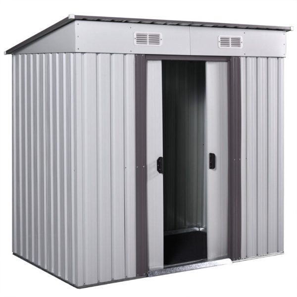 OLAMBOBR 7 ft. W x 4 ft. D Galvanized Steel Traditional Storage Shed