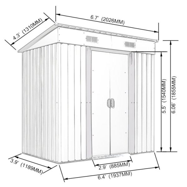 OLAMBOBR 7 ft. W x 4 ft. D Galvanized Steel Traditional Storage Shed - Image 10