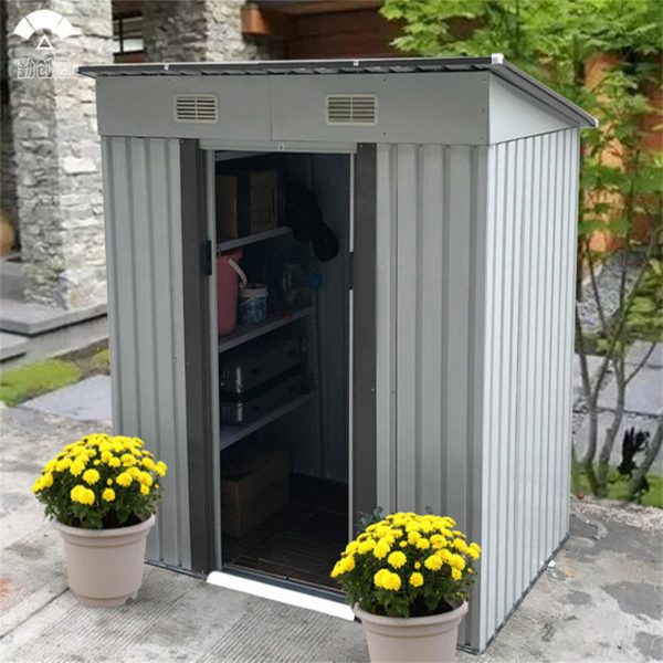 OLAMBOBR 7 ft. W x 4 ft. D Galvanized Steel Traditional Storage Shed - Image 9