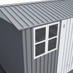 8.1X5.6X7.3FT Outdoor Storage Shed, Metal Tool Sheds With Window & Double Hinged Lockable Doors - Image 5