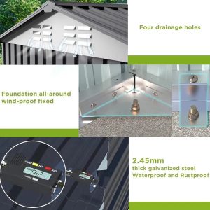 8.1X5.6X7.3FT Outdoor Storage Shed, Metal Tool Sheds With Window & Double Hinged Lockable Doors - Image 4