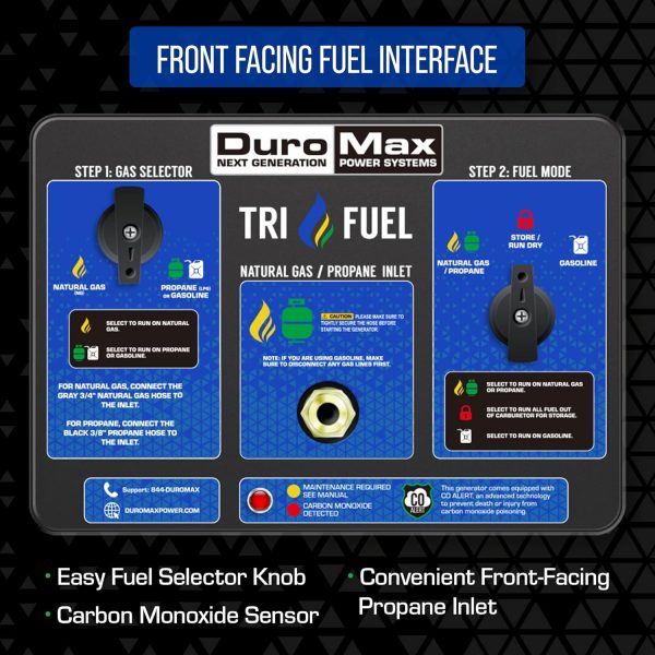 DuroMax 13000 Watt, Tri Fuel Portable Generator, w/ CO Alert - Image 27
