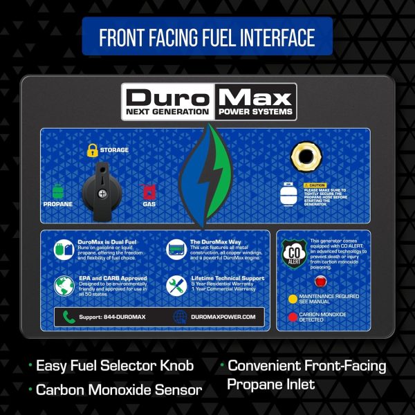 DuroMax 13000 Watt, Tri Fuel Portable Generator, w/ CO Alert - Image 39