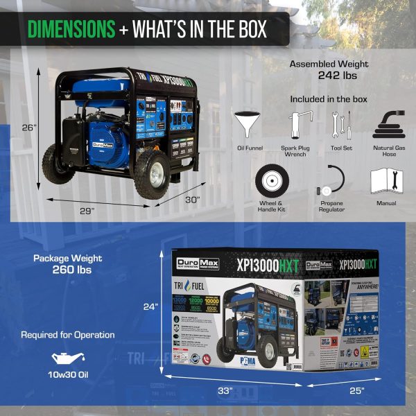 DuroMax 13000 Watt, Tri Fuel Portable Generator, w/ CO Alert - Image 29