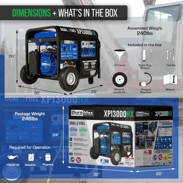 DuroMax 13000 Watt, Tri Fuel Portable Generator, w/ CO Alert - Image 41