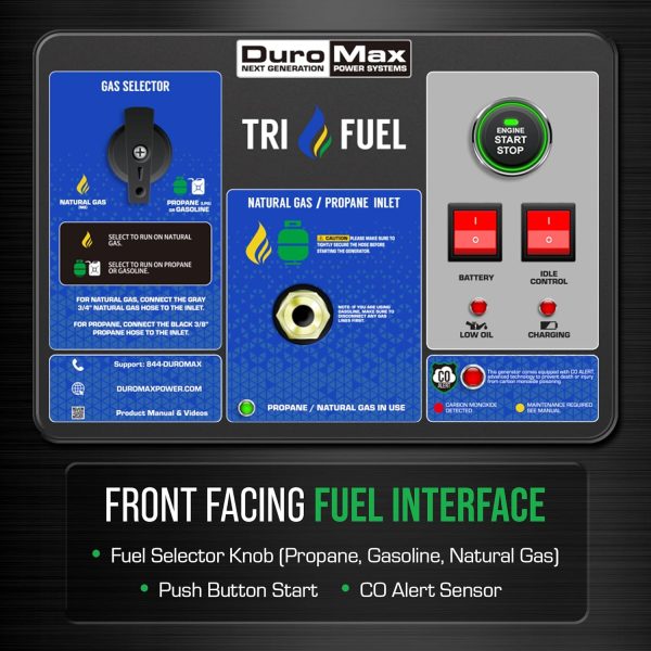 DuroMax 13000 Watt, Tri Fuel Portable Generator, w/ CO Alert - Image 6