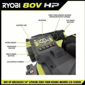 80V HP Brushless 54 In. Battery Electric Cordless Zero Turn Riding Mower (3) 80V Batteries (4) 40V Batteries and Charger - Image 6