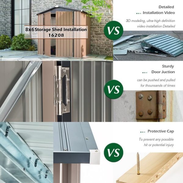 8 Ft. W x 6 Ft. D Metal Storage Shed - Image 4