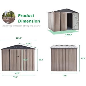 8 Ft. W x 6 Ft. D Metal Storage Shed - Image 3