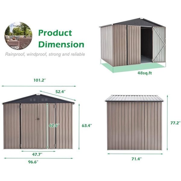 8 Ft. W x 6 Ft. D Metal Storage Shed - Image 3