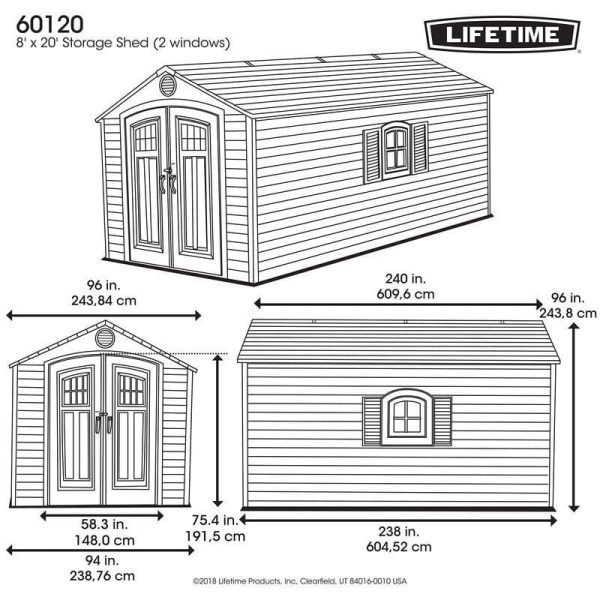 D Plastic Storage Shed 8 ft. W x 20 ft - Image 9