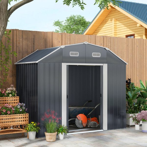 8 ft. W x 4 ft. D Galvanized Steel Horizontal Storage Shed