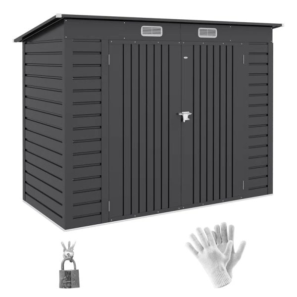 8 ft. W x 4 ft. D Galvanized Steel Horizontal Storage Shed