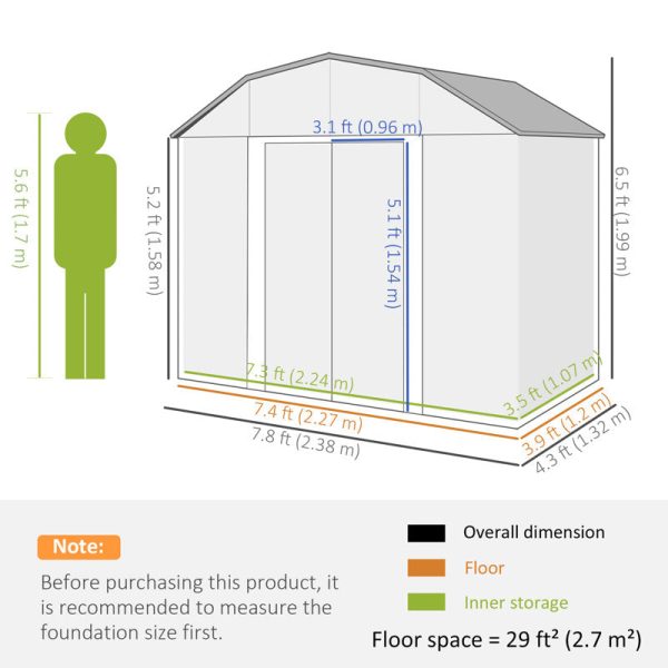 8 ft. W x 4 ft. D Galvanized Steel Horizontal Storage Shed - Image 5
