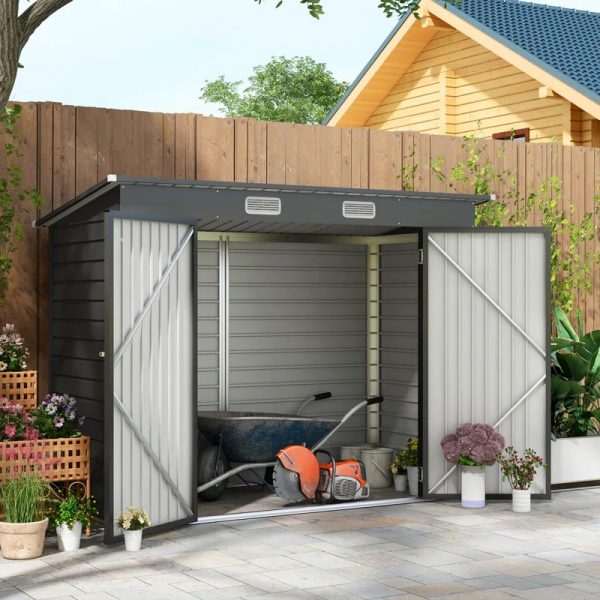 8 ft. W x 4 ft. D Galvanized Steel Horizontal Storage Shed - Image 2