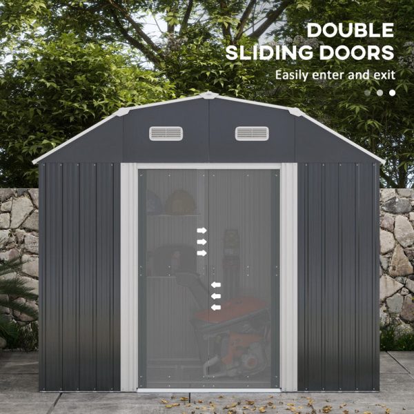8 ft. W x 4 ft. D Galvanized Steel Horizontal Storage Shed - Image 3