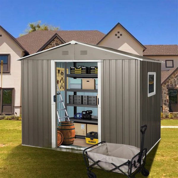 8 ft. W x 6 ft. D Metal Vertical Storage Shed - Image 2