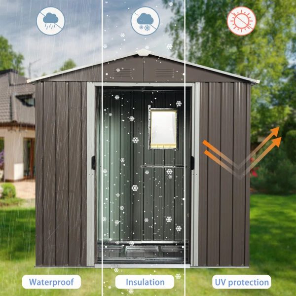 8 ft. W x 6 ft. D Metal Vertical Storage Shed - Image 3