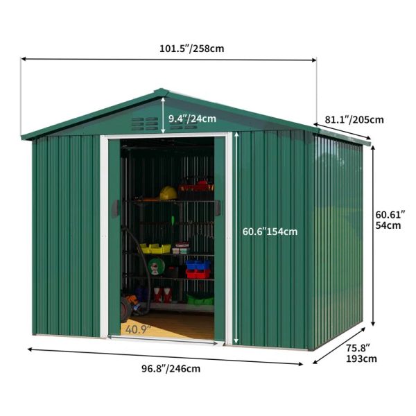 8 ft. W x 7 ft. D Steel Tool Shed - Image 2