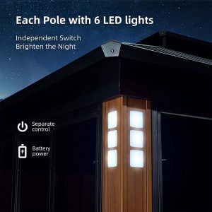 Hardtop Gazebo For Patio Screen House Backyard Sunroom With LED Lights Outdoor Aluminum Solarium Canopy 12′ x 14′ - Image 21