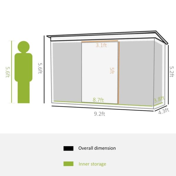 9 ft. W x 4 ft. D Metal Lean-To Storage Shed - Image 4