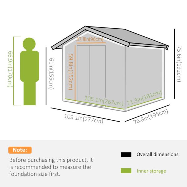 9 ft. W x 6 ft. D Galvanized Steel Storage Shed - Image 5
