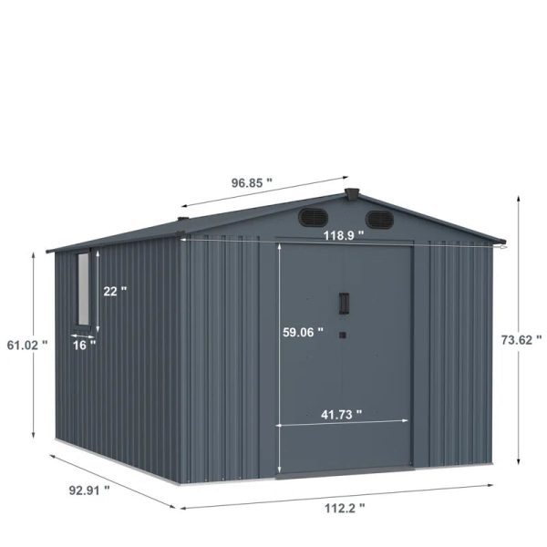 9 ft. W x 8 ft. D Metal Lean-To Storage Shed - Image 4