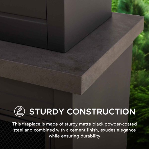 Sunjoy 58 in. Wood Burning Fireplace, Steel Outdoor Fireplace with Chimney, Log Holders, Fireplace Tool, and PVC Cover - Image 16