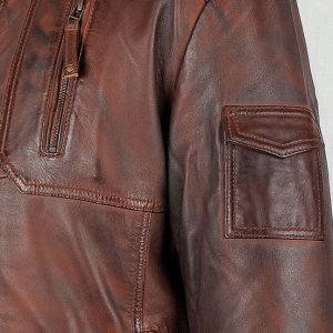 Allen Men’s Burnished Timber Leather Jacket - Image 3