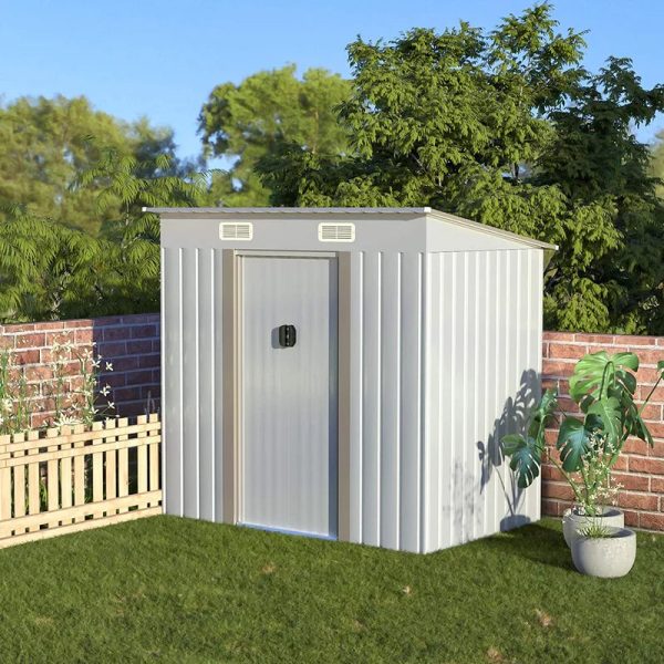 Aoxun 4′ X 6′ Metal Outdoor Garden Storage Shed Outdoor Tool House With Sliding Door For Backyard Garden Lawn Equipment (without Floor Frame)
