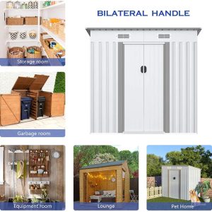 Aoxun 4′ X 6′ Metal Outdoor Garden Storage Shed Outdoor Tool House With Sliding Door For Backyard Garden Lawn Equipment (without Floor Frame) - Image 4